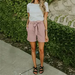 2019 для женщин новый стиль мода хлопчатобумажные шорты бантом модные пикантные Летние Повседневные Шорты Высокая талия короткие шорты для