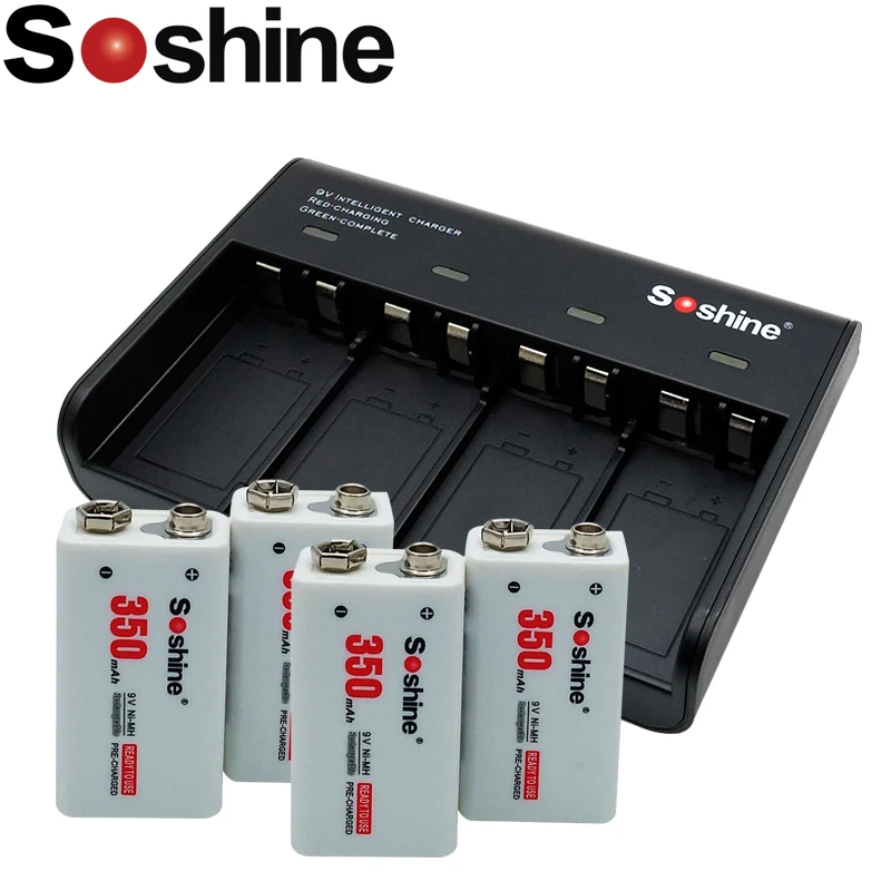 Аккумуляторная батарея Soshine 9 в Li Ion Ni MH LiFePO4 зарядное устройство с 4