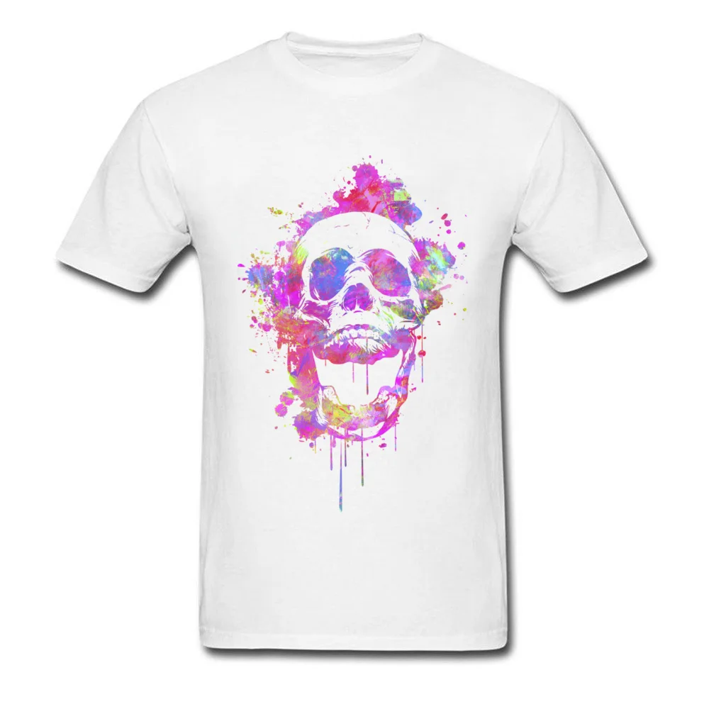 Cool  Trendy Pink Watercolor Skull_white