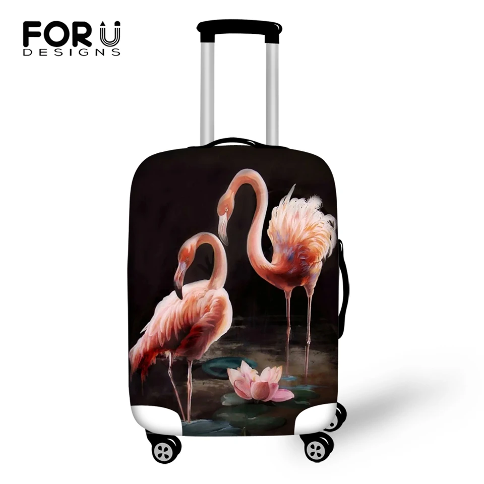 FORUDESIGNS Cartoon Luggage Cover Flower Flamingos Prints Pattern Travel Accessories Fashion Design Suitcase Cover Only Cover