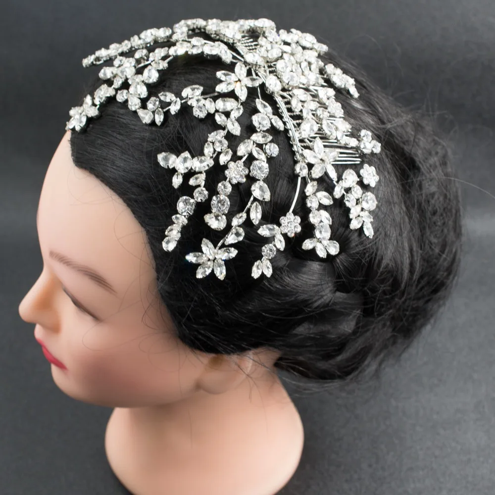 Classic Crystals Rhinestone Big Bridal Wedding Veil Soft Headbands