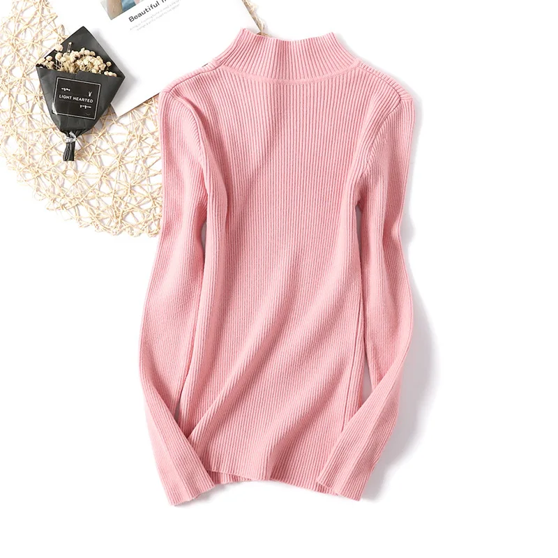 

2019 Autumn Winter Sweater Women Long Sleeve Solid Slim Pullover Women Knitting Sweater Pull Femme Jumper Women Tops Bottoming