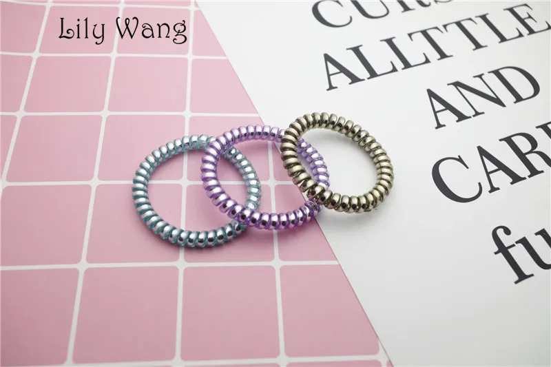 Elastic Hair Bands Telephone Wire scrunchy gum for hair Accessories Rubber Bands Headwear Hair Rope Ties  Spiral Shape  (5)