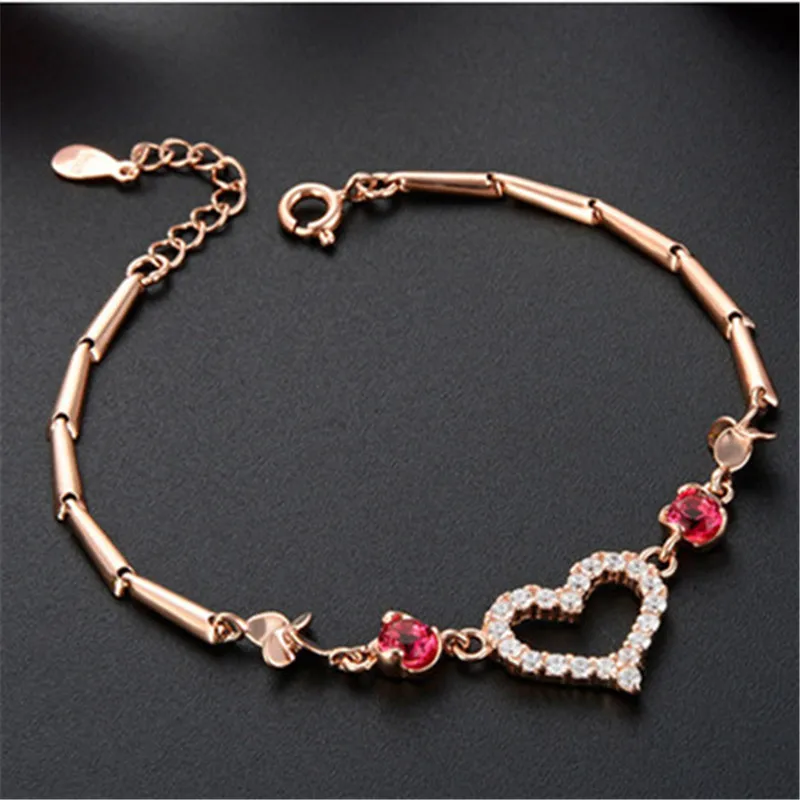 

real sterling silver heart charms CZ stone bracelet jewlery 925 manufacturer for wholesales