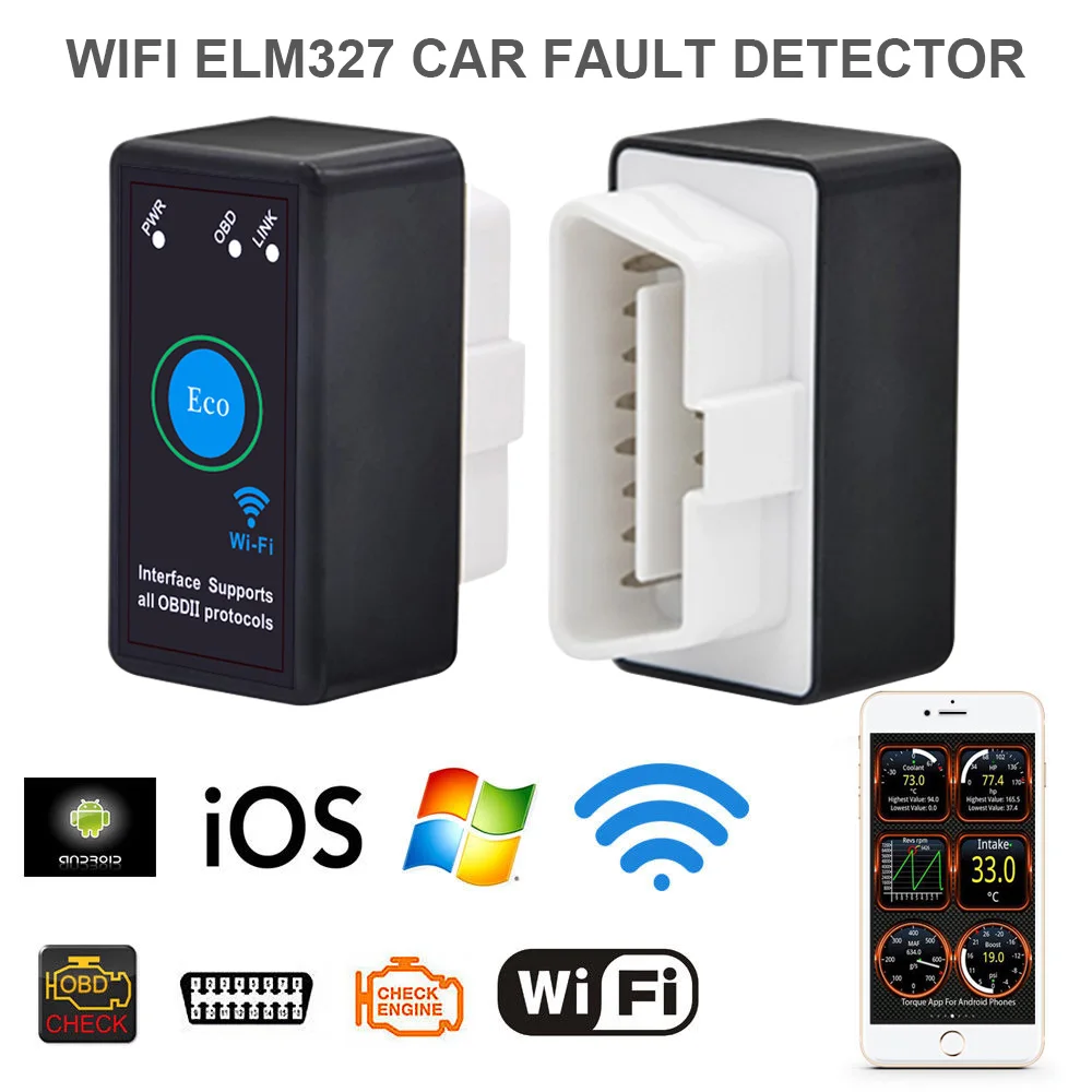 ELM327 OBDII OBD2 WiFi سيارة التشخيص اللاسلكية أداة الماسح الضوئي سيارة التصميم