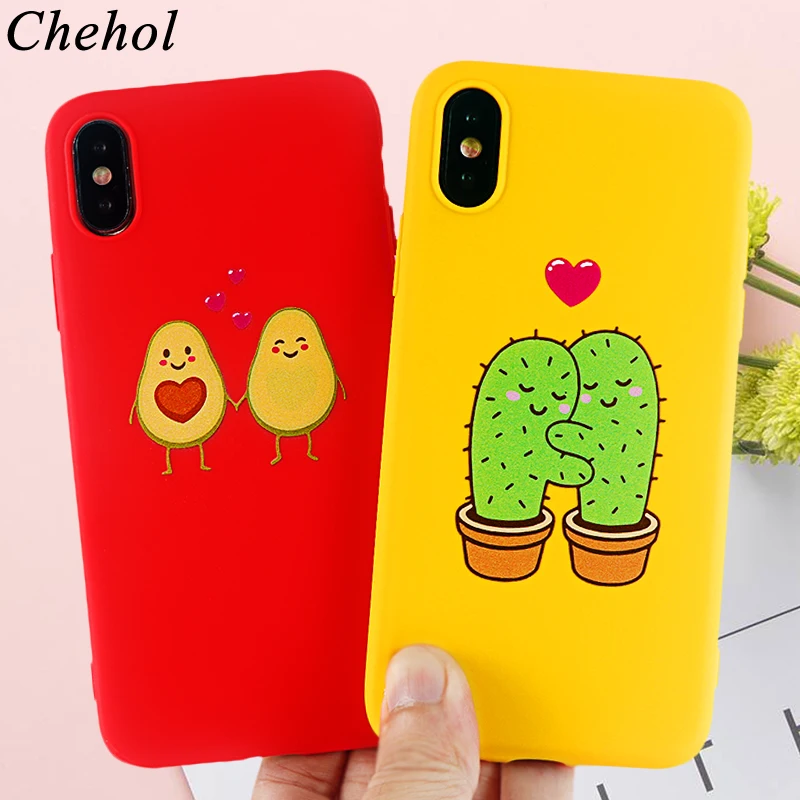 Funny Avocad Mobile Phone Cases for IPhone X XS MAX XR 6s 7 8 Plus Love Case Cactus Soft Silicone Fitted Back Cover Accessories |