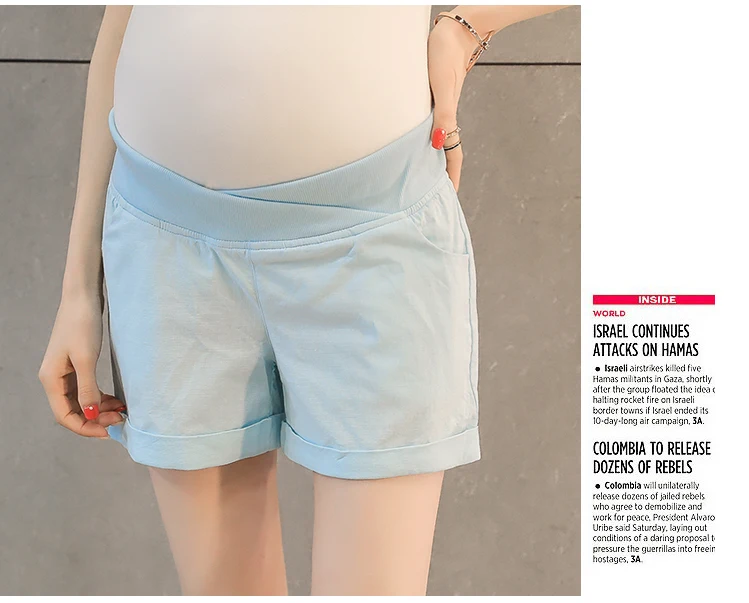 Новая летняя одежда для беременных шорты для беременных Для женщин с низкой талией Беременность брюки из хлопка и льна Одежда для беременных прямые брюки C170
