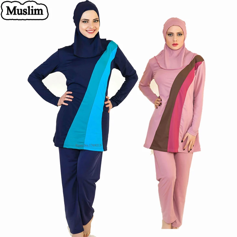 Мусульманские купальники, полный охват, исламские купальные костюмы с капюшоном для женщин, купальные костюмы с высоким воротом, Арабская пляжная одежда, мусульманский хиджаб, большие размеры