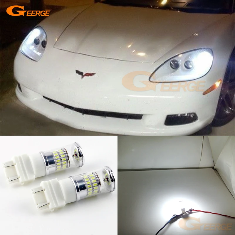 

For Chevrolet Corvette C5 C6 1998-2014 Excellent Ultra bright White Reflector 3157 LED Bulbs Daytime DRL
