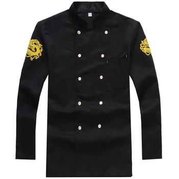 

Chef Uniform Chef Wear Long Sleeved Hotel Chef Wear Embroidered Dragon Restaurant Chef Coverall Summer Hotel Work Wear