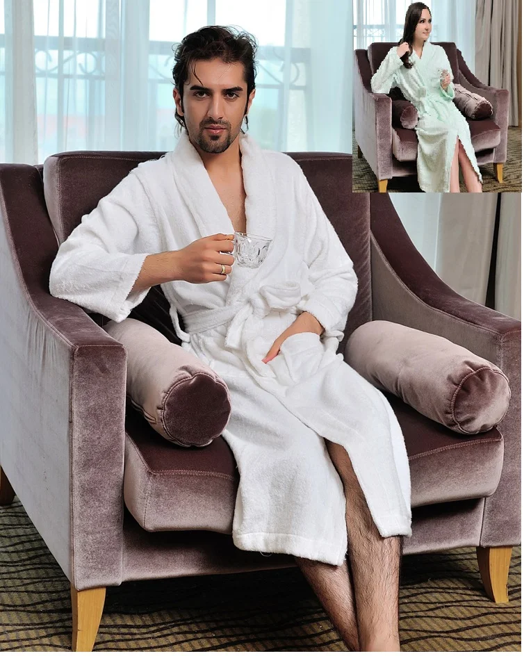 

New 2016 spring summer bamboo fiber material plain color bathrobes robe Unisex long-sleeve bathrobe plus size pijamas anti-virus