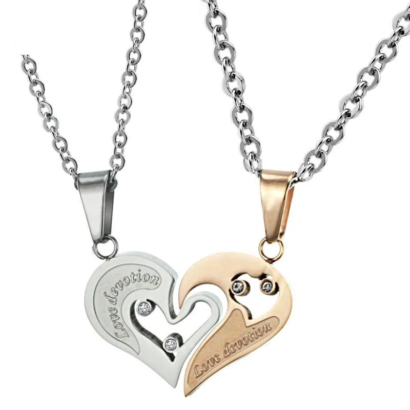 

Fashion jewelry, titanium steel couple necklace, love pendant couple necklace, men and women necklace, valentine's day gifts