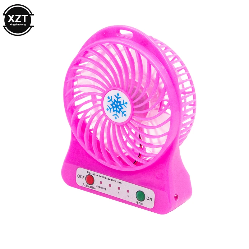 Mini Portable USB Fan LED Light Air Cooler Small Desk Rechargeable 18650 Battery Cooling Fan For for PC Computer Powerbank