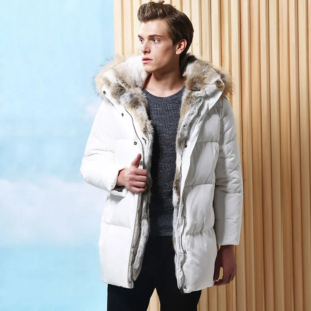 Winter New Warm Thick Jacket Mens High Quality Fur Hood White duck down Keep Leisure Jacket Male Coat Plus Size 3XL 4XL 5XL