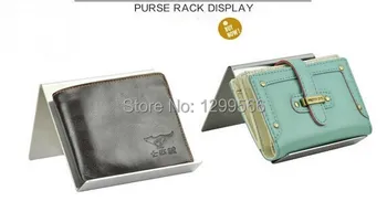 

2pcs hot slae high quality New style top grade stainless steel purse display holder wallet display stand rack free shipping