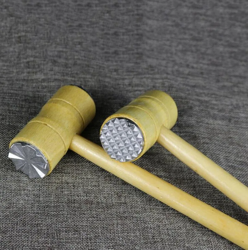 Multi-function kitchen hammer meat tools double-sided bamboo handle meat steak hammer tenderizer