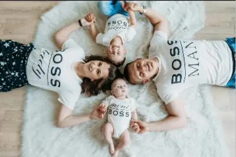 

Matching Family Summer Top T-Shirts for Family Outfit Boss man Mini boss Family gift Mom Dad Baby Romper Soft cotton tee-shirts
