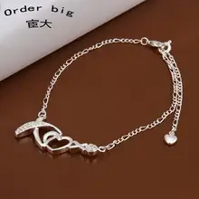 A002 // Promotion Factory Price 925 jewelry silver plated popular anklets Chain,wholesale fashion Foot Chain