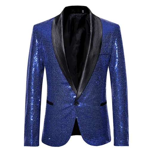 blazer suit Black Sequin One Button Shawl Collar Suit Jacket Men Bling Glitter Nightclub Prom DJ Blazer Jacket Men Stage Clothes for Singers black blazer for men Suits & Blazer