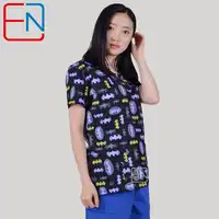 Brand medical scrub tops for women surgical scrubs,scrub uniform in 100% print cotton Chengse maotouying