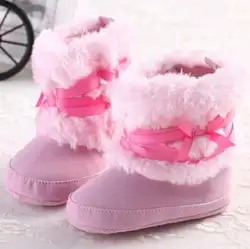 Новый Модная одежда для детей, Детская мода обувь для девочек бантом на мягкой подошве загрузки для малышей Зимние теплые флисовые сапоги
