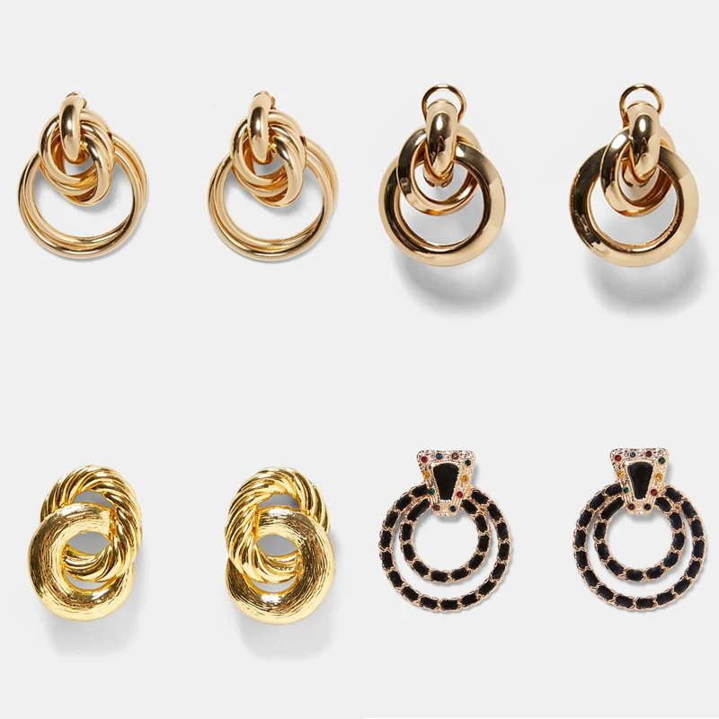 Dvacaman Fashion ZA Multi-Color Crystal Drop Earrings Women Gold Color Maxi Statement Earrings Wedding Party Jewelry Christmas