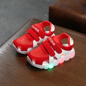 

children baby kids luminous sandals for girls boys summer glowing flat baby first walkers sandals beach baby led light sandals