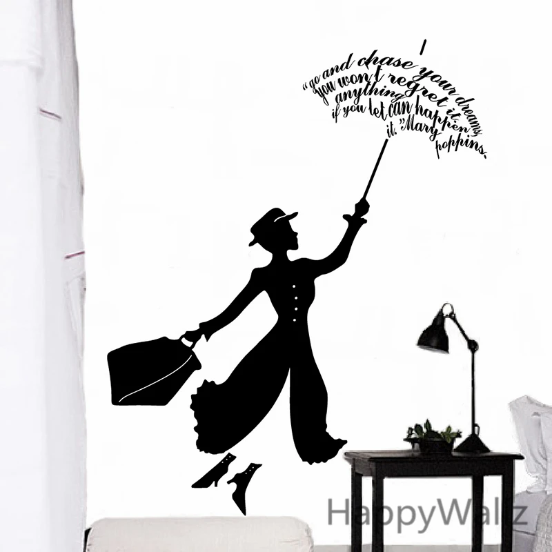 Mary Poppins стикер на стену фильм Mary Poppins наклейка DIY съемное настенное украшение современные виниловые настенные искусства S16A