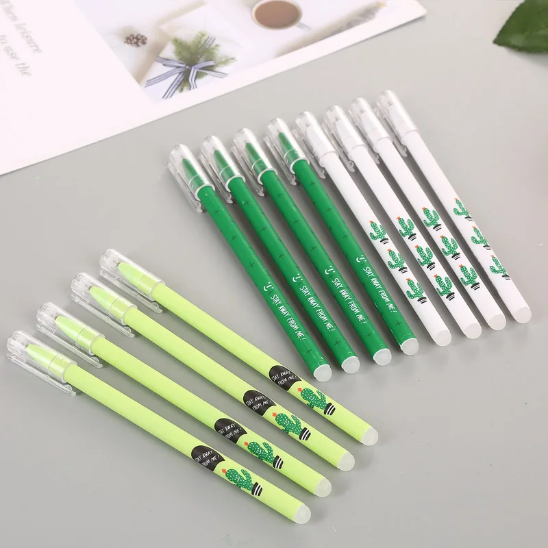 

3 pcs/lot Fresh Cactus Erasable Gel Pen Cute 0.38mm signature Pen Promotional Gift Stationery School & Office Supply