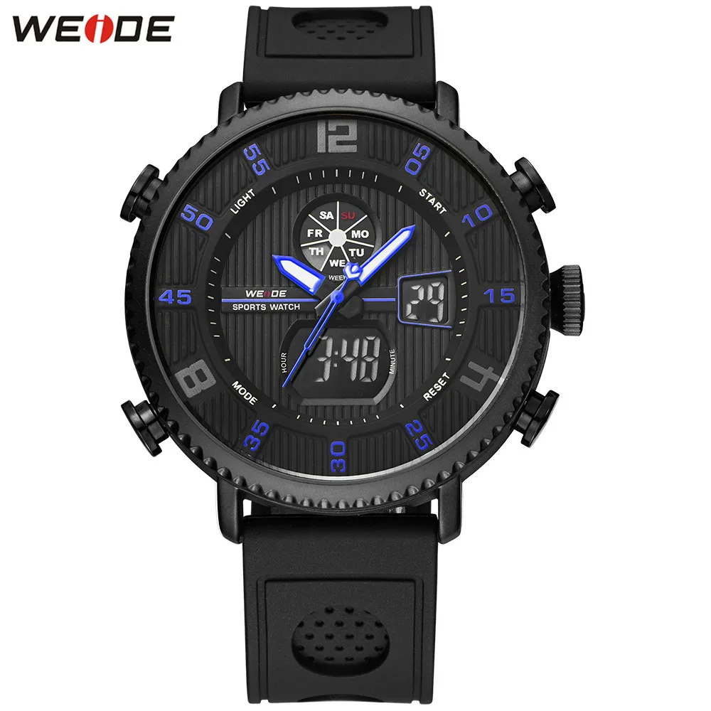 

Fashion WEIDE Black Blue Men Watch Stopwatch Sports Watch Men Digital Quartz Silicone Band Military Man Wristwatch Orologio Uomo