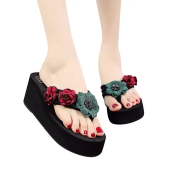 

Summer Women Flip flops 2019 Fashion Bohemian Flower Platform Outdoor Size 5.5-7.5 Summer Sandals Beach Shoes