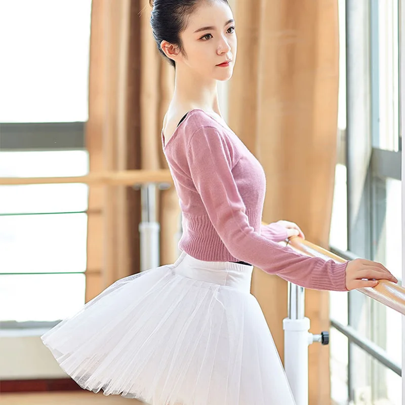 Женский трикотажный топ с V образным вырезом и длинными рукавами|ballet dance|sexy