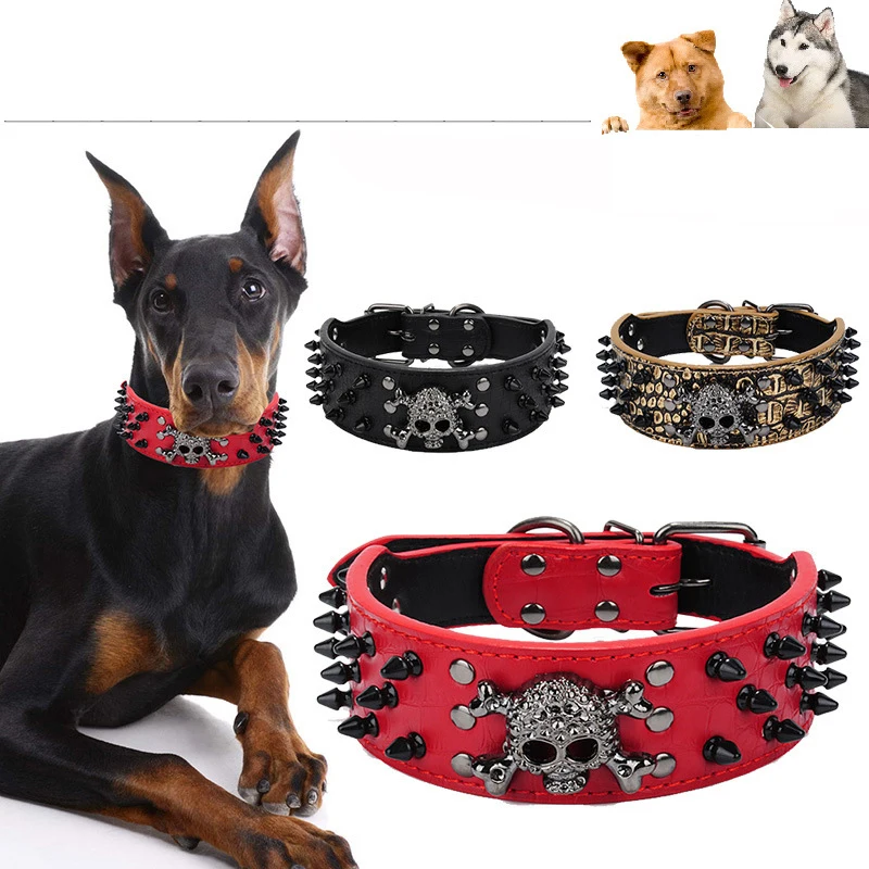 Buy Pet Collars Bullet Rivet Collar With Devil Skull