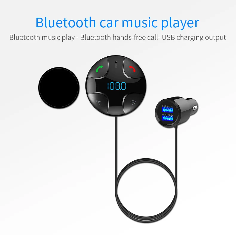 

Bluetooth Car Kit Handsfree FM Transmitter A2DP Wireless Car MP3 Player audio Support TF Card Music Play Dual USB Car Charger