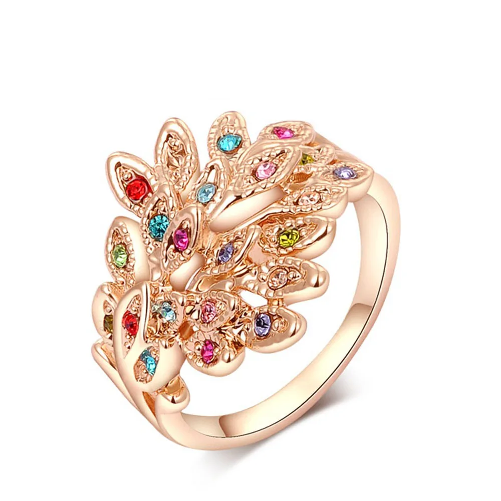 Elegant Peacock Rings Rose Gold Color Female Jewelry Rings Nice Gift
