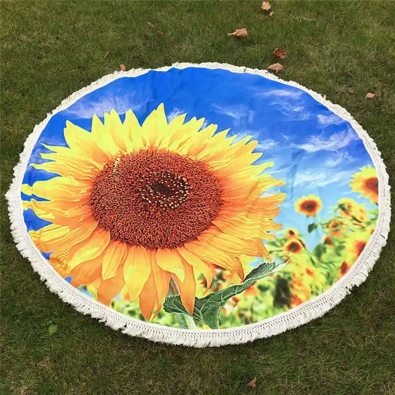 New Round Hippie Tassel Tapestry Beach Throw Mandala Towel Yoga Mat Bohemian Bohemian Featur Handkerchief Ponchos Capes A20# (3) - 