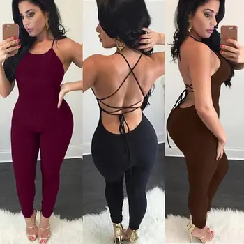 

2018 New Sexy Women Bodysuits Bandage Bodycon Jumpsuits Slim Sexy Clubwear Halter Style Hot Selling