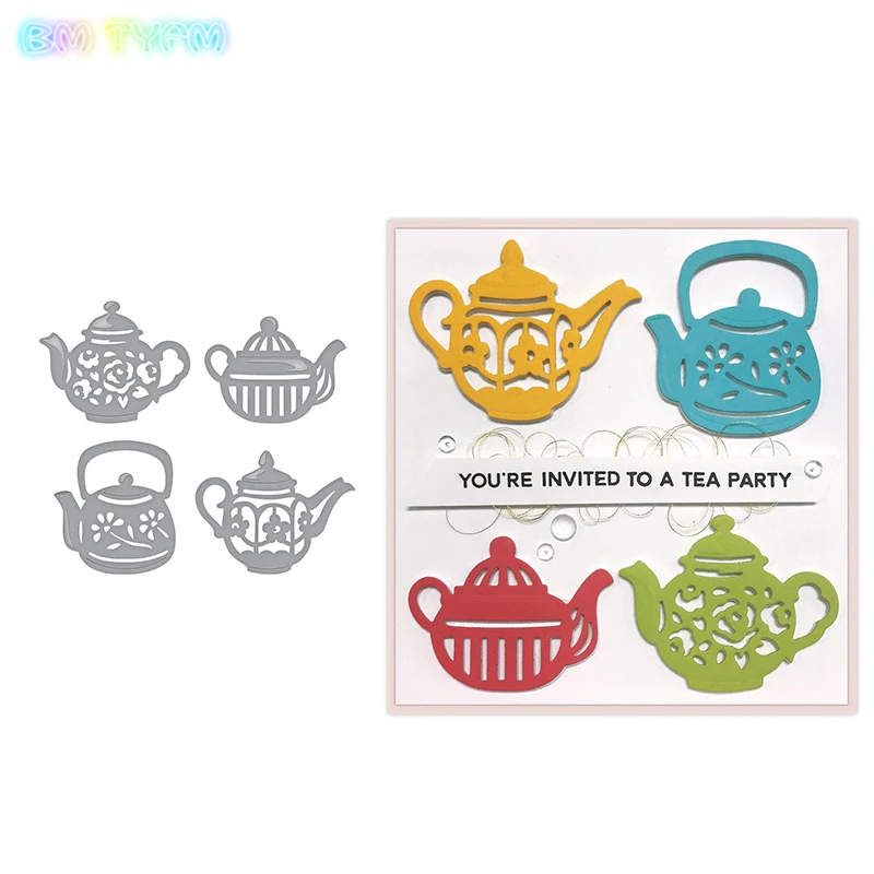 

4pcs Teapot Metal Cutting Dies Stencils For Card Making Decorative Embossing Suit Paper Cards DIY Dies Scrapbooking