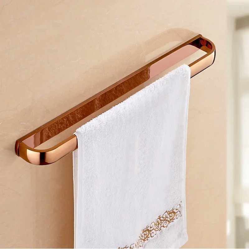 

Rose Gold Square Single Towel Bar Bathroom Wall Mounted Towel Rail Holder Bathroom Accessories KD699