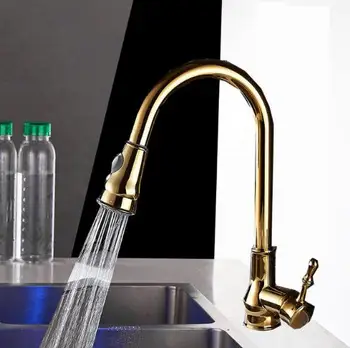 

Brass Kitchen Faucets Pull Out Down Vessel Sink Mixer Tap Kitchen Sink Bars Single Handle Hole Vessel Faucets Dual Sprayers