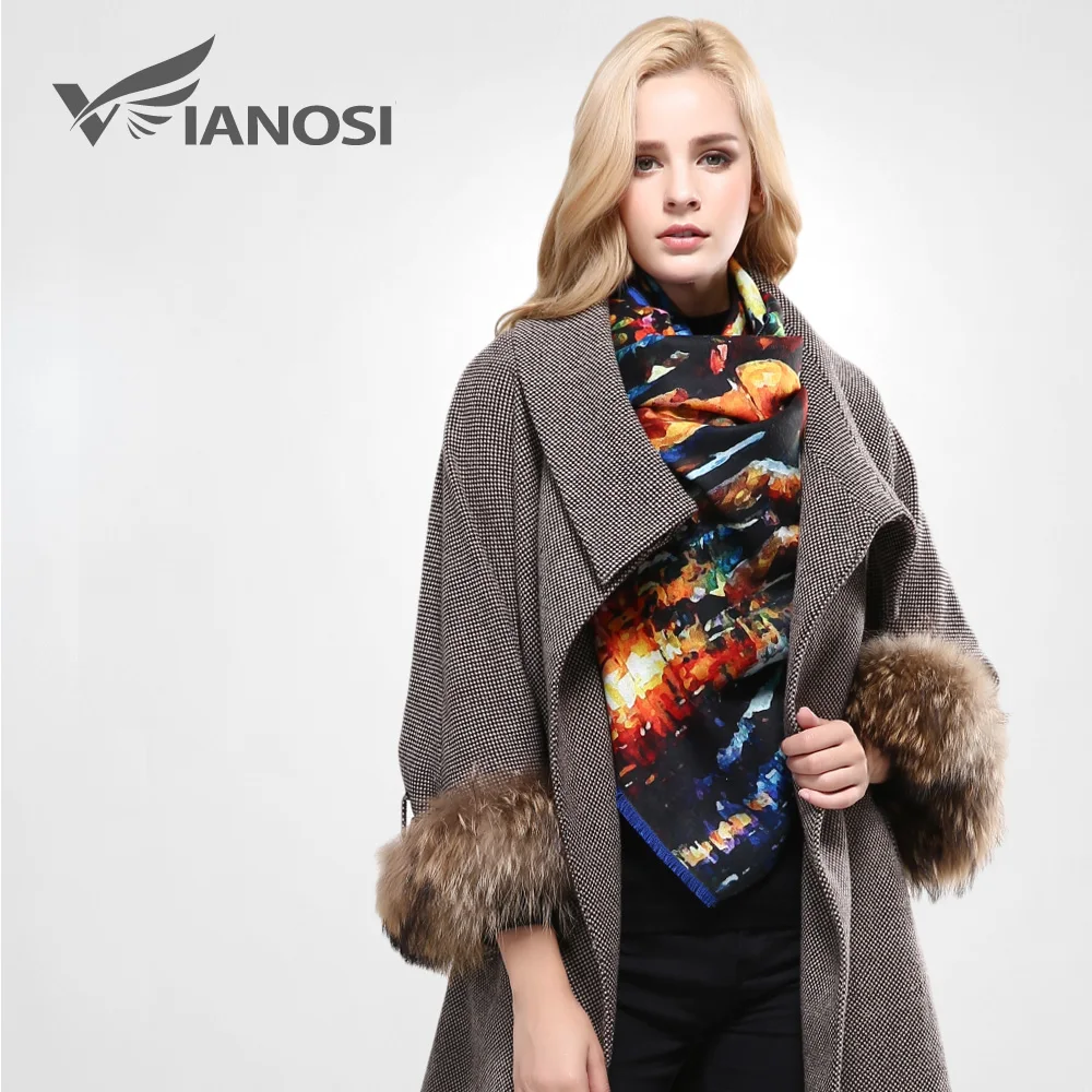 [VIANOSI] Women Scarf Wool Shawl Fashion Thicken Warm Wrap Printing Scarves and Stoles Soft Textured Winter Scarf VA057