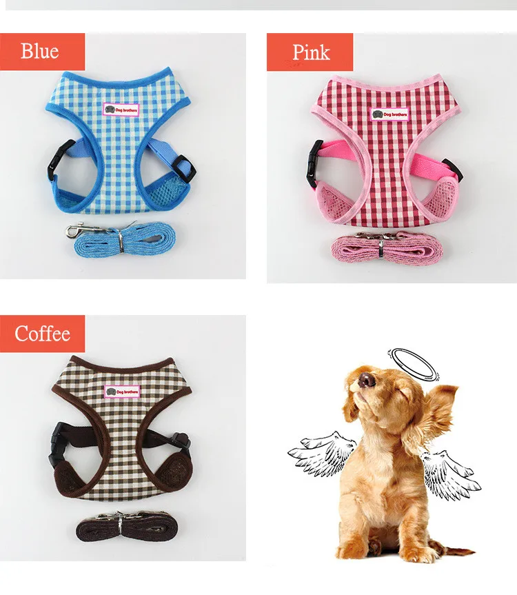 Многоцветные шлейки и поводки для маленьких собак, набор для собак, нагрудный ремень для кошек, щенков, поводок для домашних животных