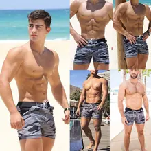 Новинка, мужские купальники, камуфляжные шорты для плавания, тонкое пляжное нижнее белье, Мужской купальный костюм, бандажная пляжная верхняя одежда шорты