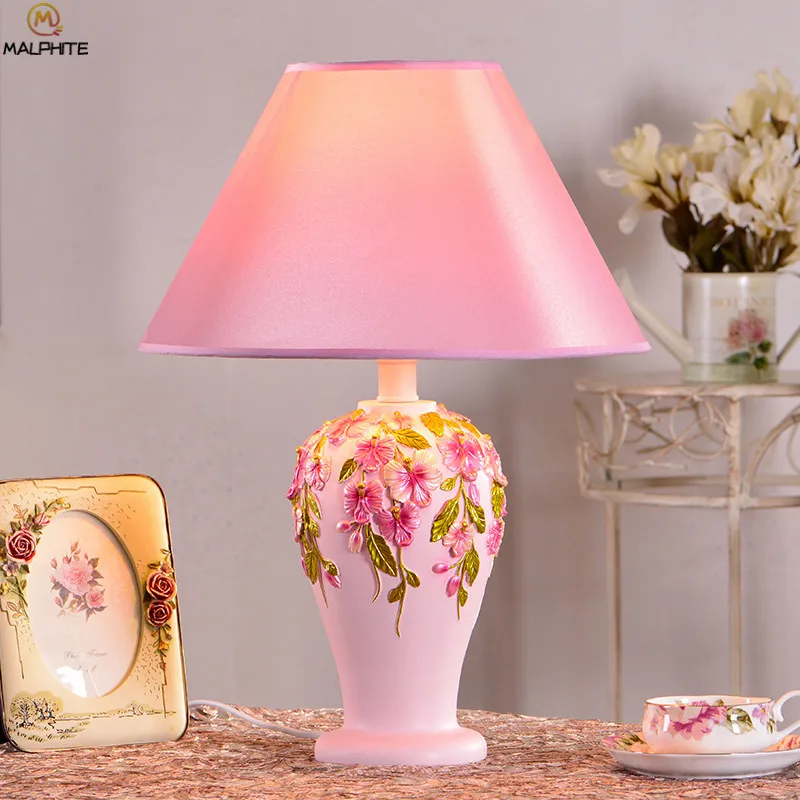 Современная резная ваза смолы настольные лампы для спальни декоративный стол лампа Мода Luminaria домашний Декор для дома светодиодный светильник lamparas - Цвет абажура: B