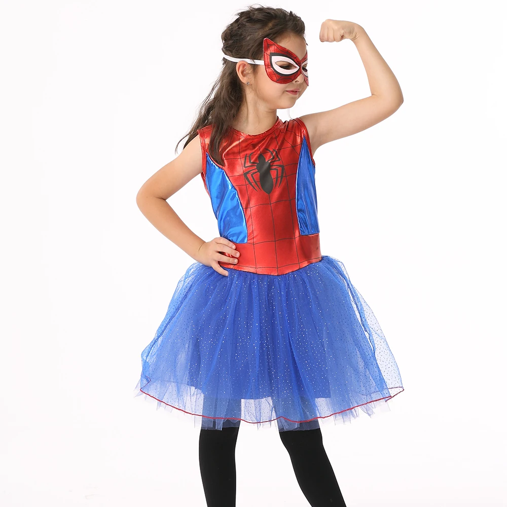 Children Girls Spiderman Cosplay Dress Girl Kids Masquerade Party Dress