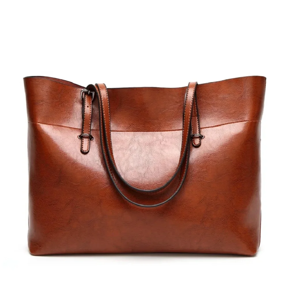 

2019 new brown stylish oil wax leather messenger bag for ladies tote bag single shoulder bag