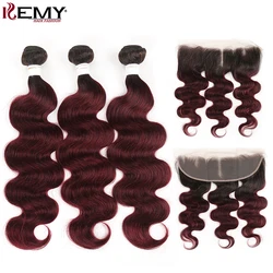 Ombre Red Brazilian Body Wave Hair Bundles With Closure 4*4 KEMY HAIR 3PCS Human Hair Bundles Non Remy Hair Weaves Extension Ombre Red Brazilian Body Wave Hair Bundles With Closure 4*4 KEMY HAIR 3PCS Human Hair Bundles Non Remy Hair Weaves Extension