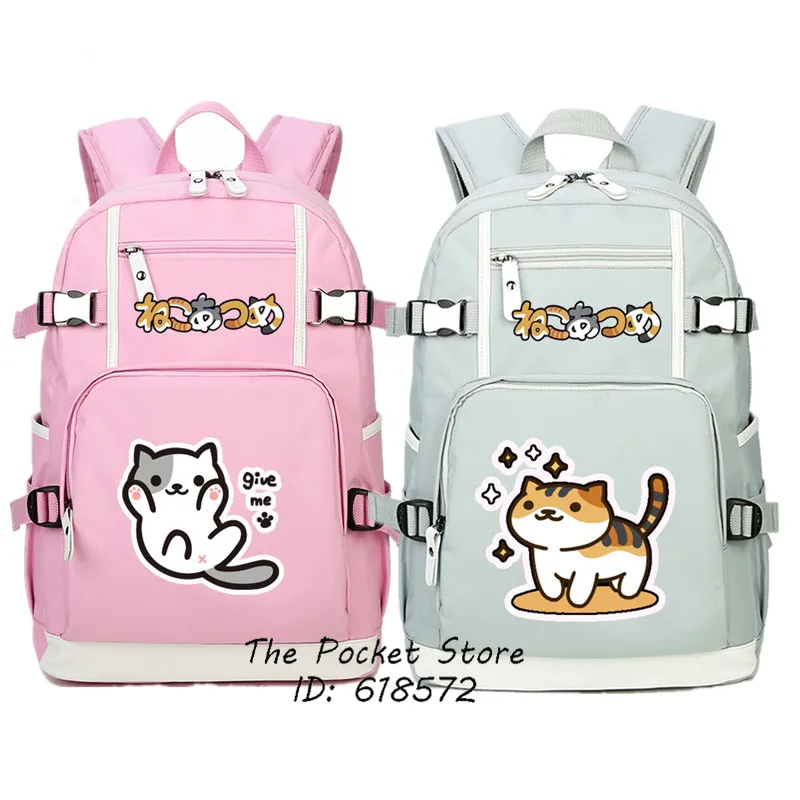 2018 High Quality Kawaii Women Backpack Neko Atsume Printing Backpack