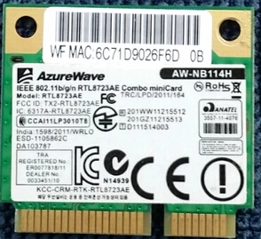 AzureWave AW-NB114H RTL8723AE Половина мини PCI-Express 300 м + Bluetooth 4,0 Wlan Беспроводная Wifi карта