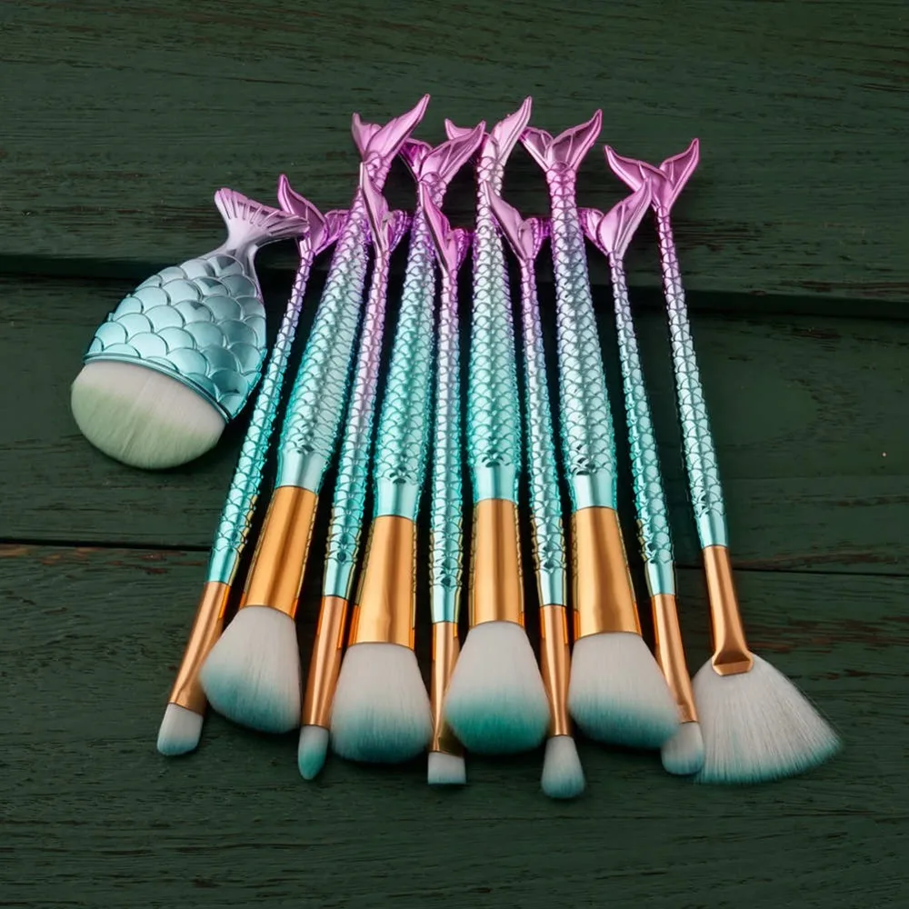 

Professional Mermaid Makeup Brushes Set Foundation Powder Blush Eyebrow Eyeliner Cosmetic Brush Kit Tools High Quality #253837
